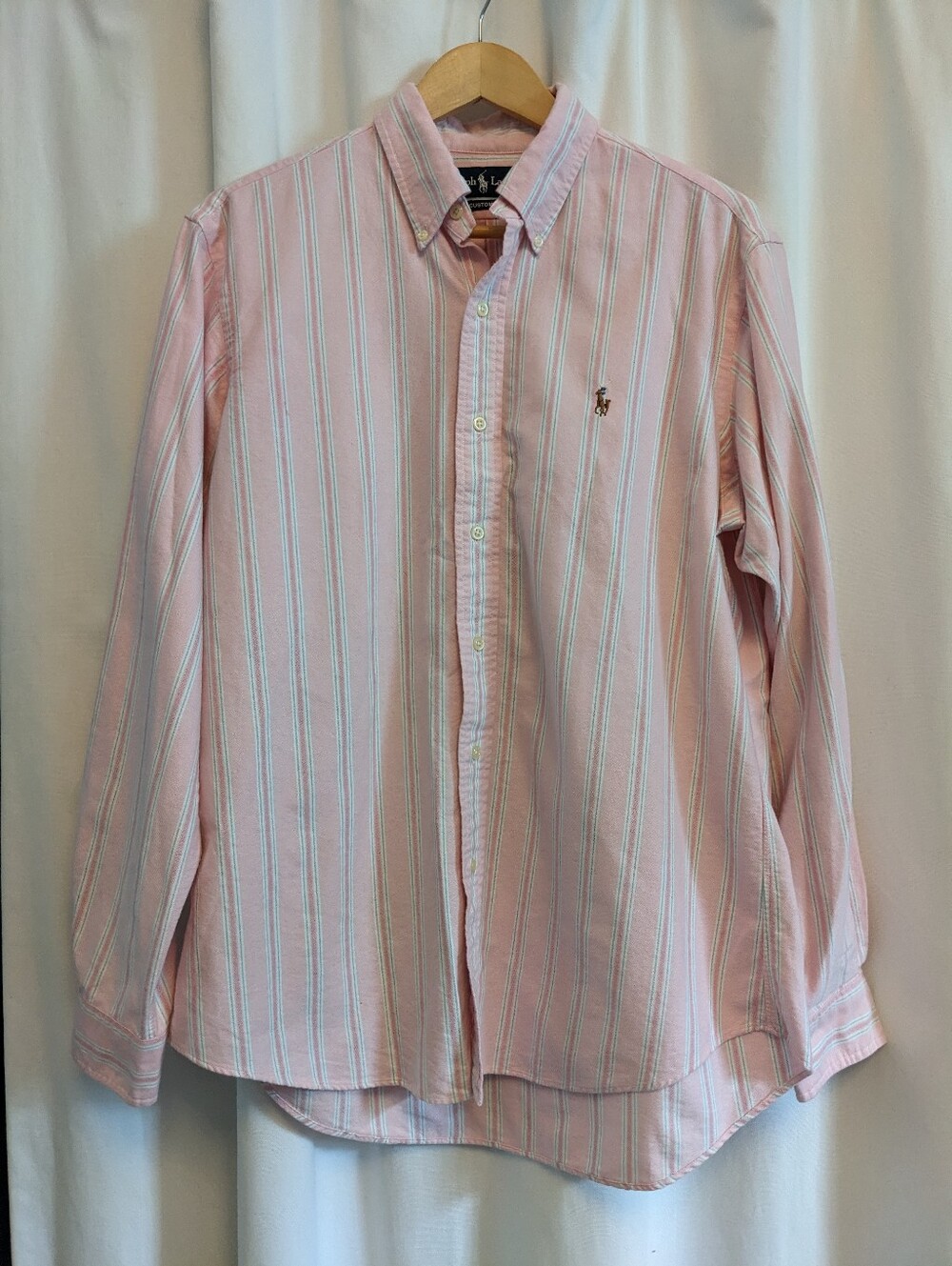 Ralph Lauren Men’s Pink Custom Fit Button Down Oxford Shirt Sz Large